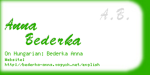 anna bederka business card